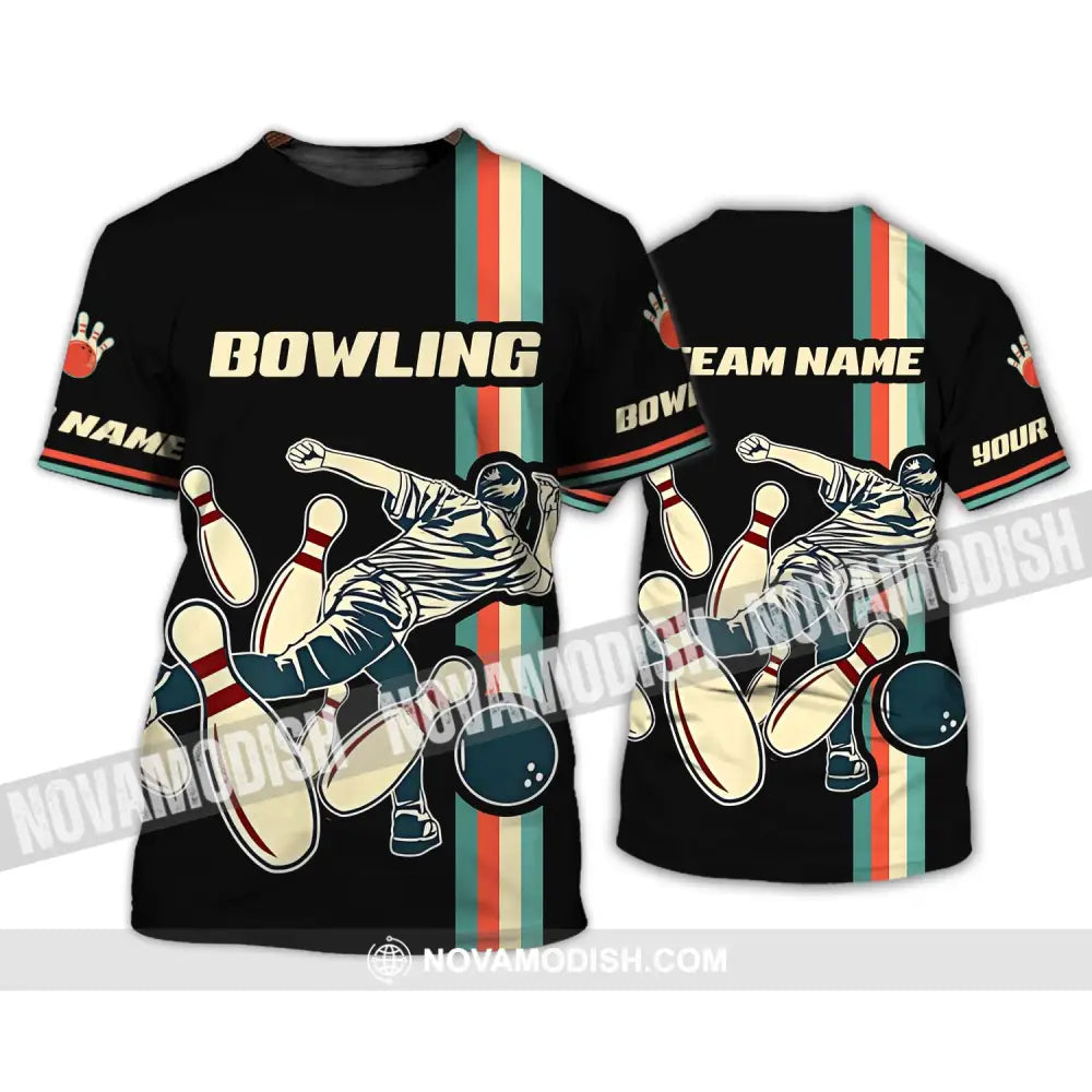 Unisex Shirt - Custom Name And Team Name Bowling Shirt Retro Color T-Shirt / S T-shirt