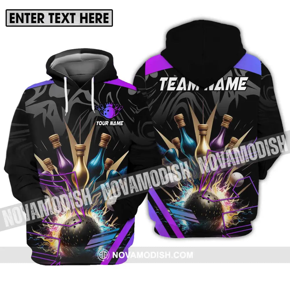 Unisex Shirt - Custom Name And Team Name Bowling Shirt Skinny Pins Hoodie / S T-shirt