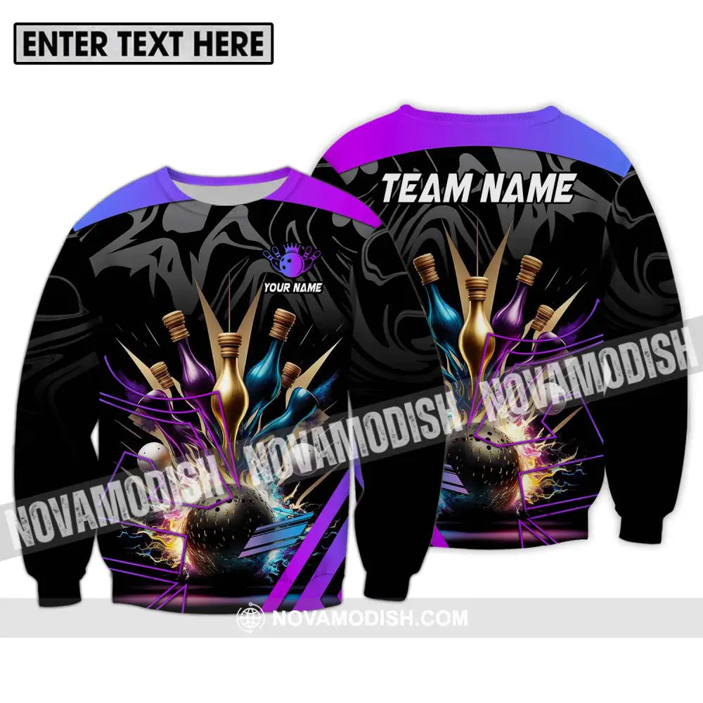 Unisex Shirt - Custom Name And Team Name Bowling Shirt Skinny Pins Long Sleeve / S T-shirt
