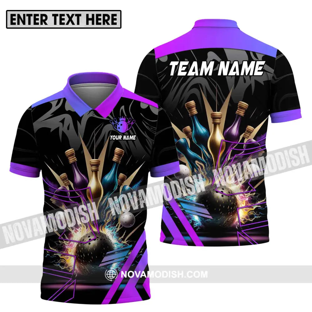 Unisex Shirt - Custom Name And Team Name Bowling Shirt Skinny Pins Polo Shirt / S T-shirt