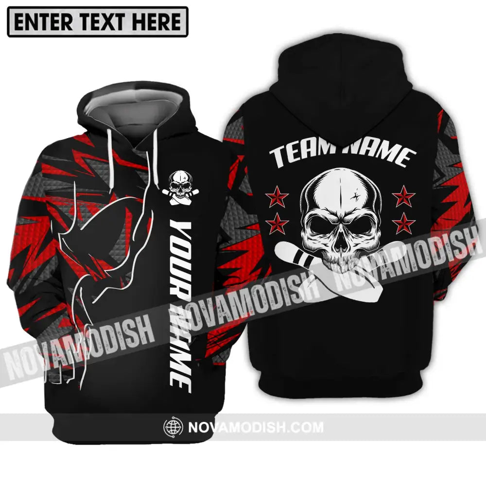 Unisex Shirt - Custom Name And Team Name Bowling Shirt Skull And Pins Hoodie / S T-shirt