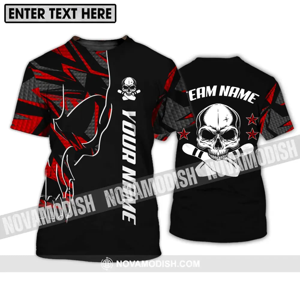 Unisex Shirt - Custom Name And Team Name Bowling Shirt Skull And Pins T-Shirt / S T-shirt