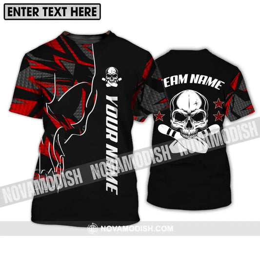 Unisex Shirt - Custom Name And Team Name Bowling Shirt Skull And Pins T-Shirt / S T-shirt