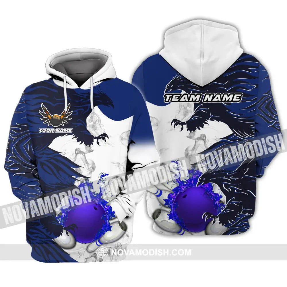 Unisex Shirt - Custom Name And Team Name Bowling Sport Shirt Blue Ball Fly Dragon Hoodie / S T-shirt