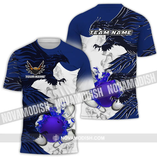 Unisex Shirt - Custom Name And Team Name Bowling Sport Shirt Blue Ball Fly Dragon T-Shirt / S T-shirt