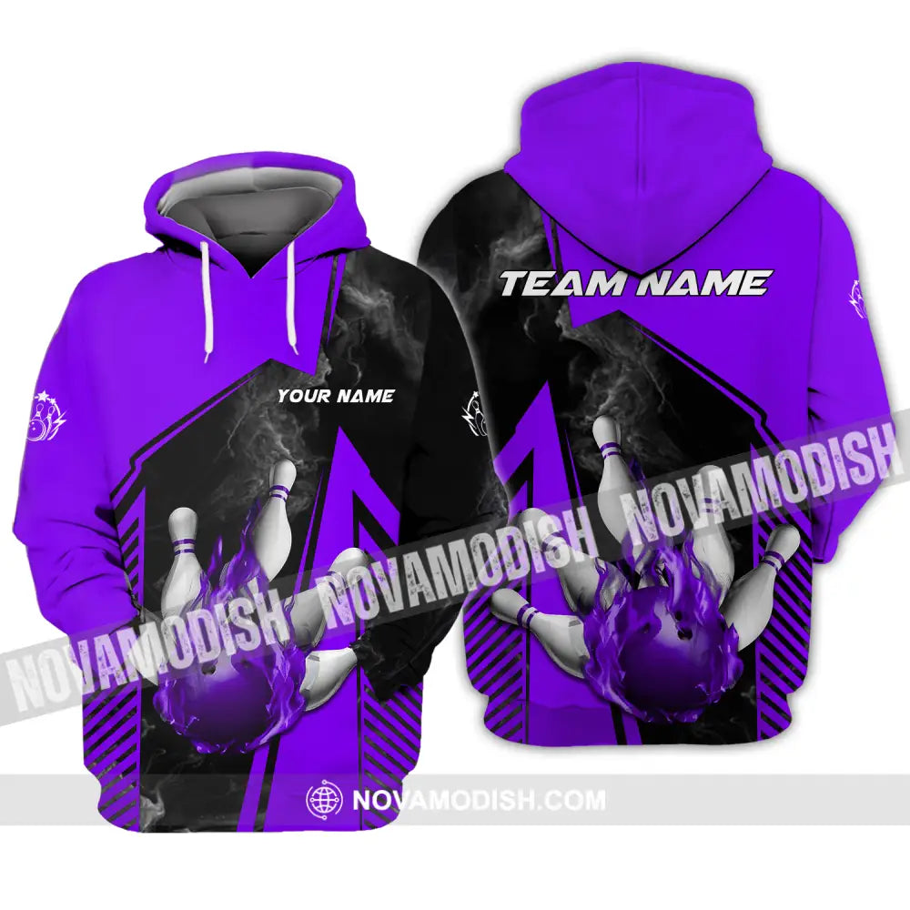 Unisex Shirt - Custom Name And Team Name Bowling Sport Shirt Purple Ball Hoodie / S T-shirt