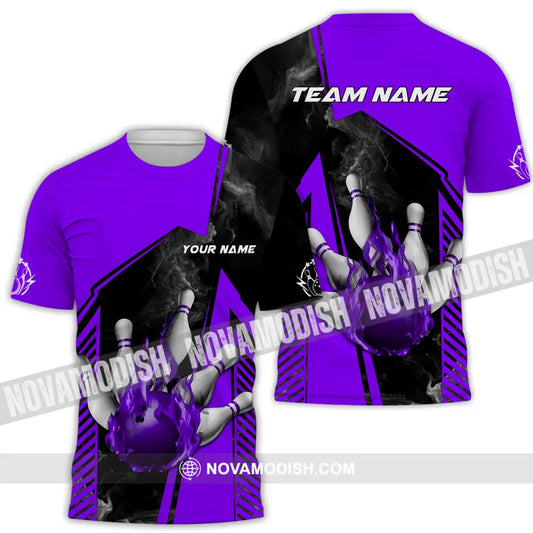 Unisex Shirt - Custom Name And Team Name Bowling Sport Shirt Purple Ball T-Shirt / S T-shirt