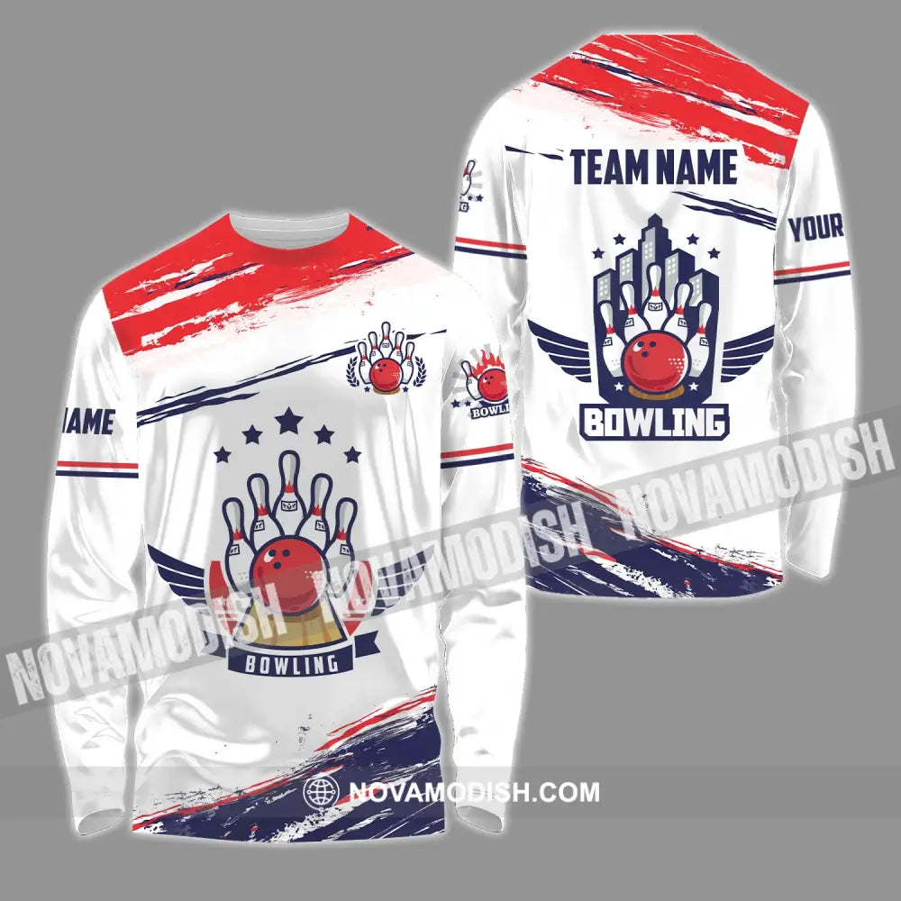 Unisex Shirt - Custom Name And Team Name Bowling Shirt Bowling Stars Long Sleeve Shirt / S T-shirt