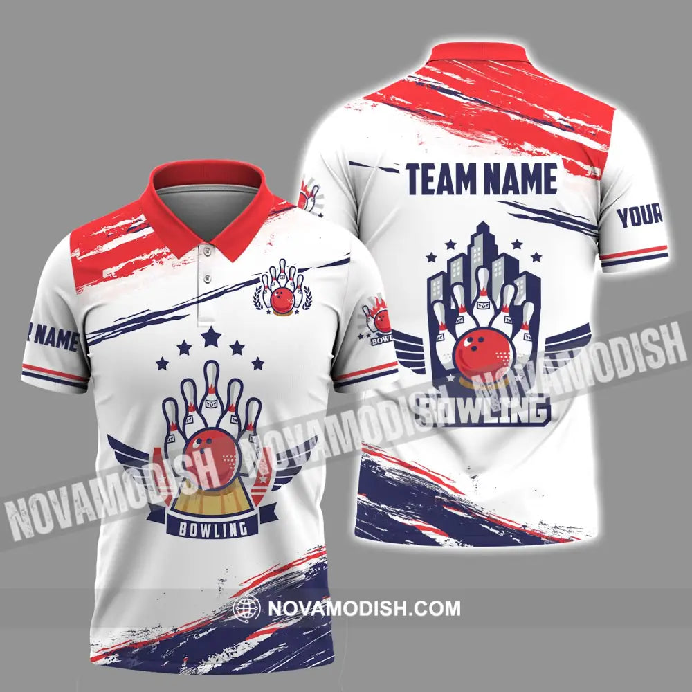 Unisex Shirt - Custom Name And Team Name Bowling Shirt Bowling Stars Polo Shirt / S T-shirt