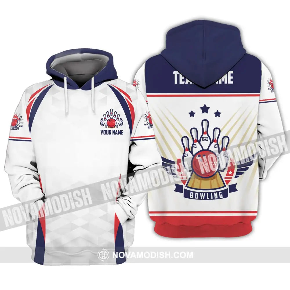 Unisex Shirt - Custom Name And Team Name Bowling Shirt Three Star Bowling Ball Hoodie / S T-shirt
