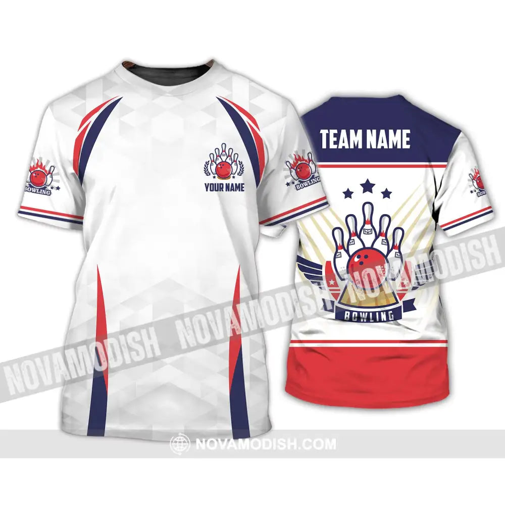 Unisex Shirt - Custom Name And Team Name Bowling Shirt Three Star Bowling Ball T-Shirt / S T-shirt
