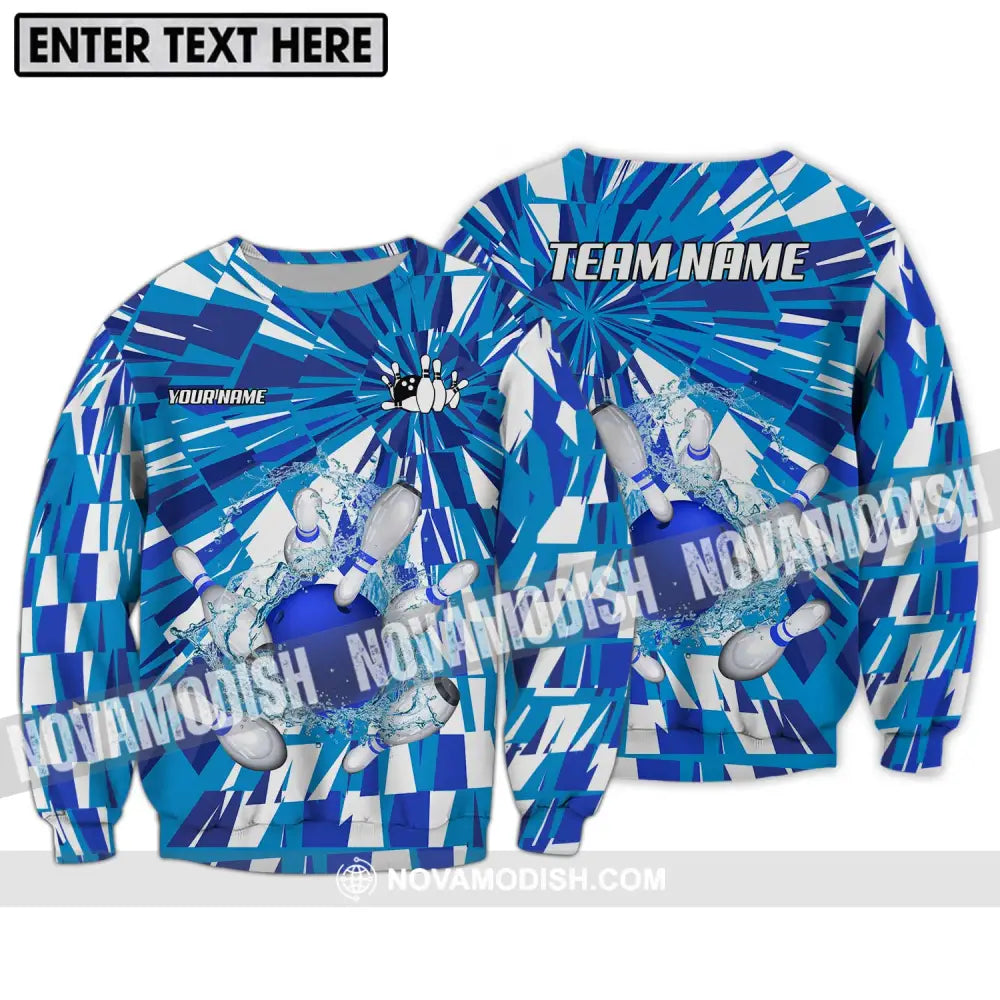 Unisex Shirt - Custom Name And Team Name Shirt Bowling Water Pins Shirt Long Sleeve / S T-shirt