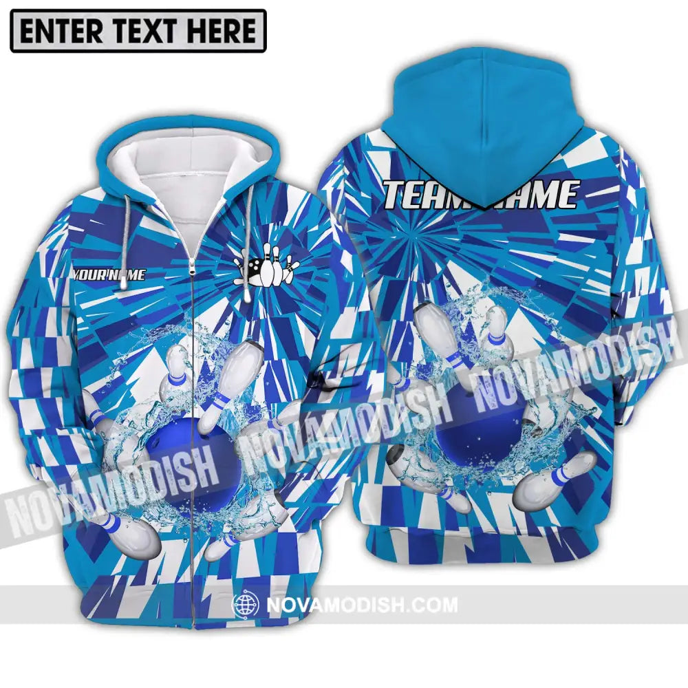 Unisex Shirt - Custom Name And Team Name Shirt Bowling Water Pins Shirt Zipper Hoodie / S T-shirt