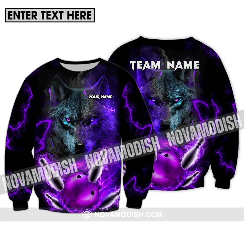 Unisex Shirt - Custom Name And Team Name Shirt Bowling Wolf Long Sleeve / S T-shirt