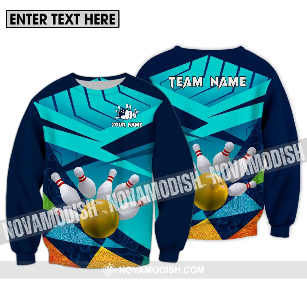 Unisex Shirt - Custom Name And Team Name Shirt Bowling Yellow Ball Long Sleeve / S T-shirt