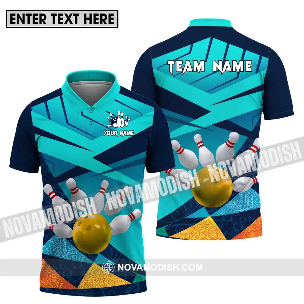 Unisex Shirt - Custom Name And Team Name Shirt Bowling Yellow Ball Polo Shirt / S T-shirt