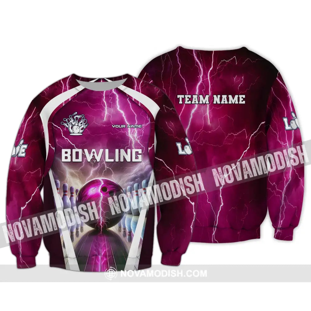 Unisex Shirt Custom Name And Team Bowling Zip Polo For Player T-Shirt Long Sleeve / S T-Shirt