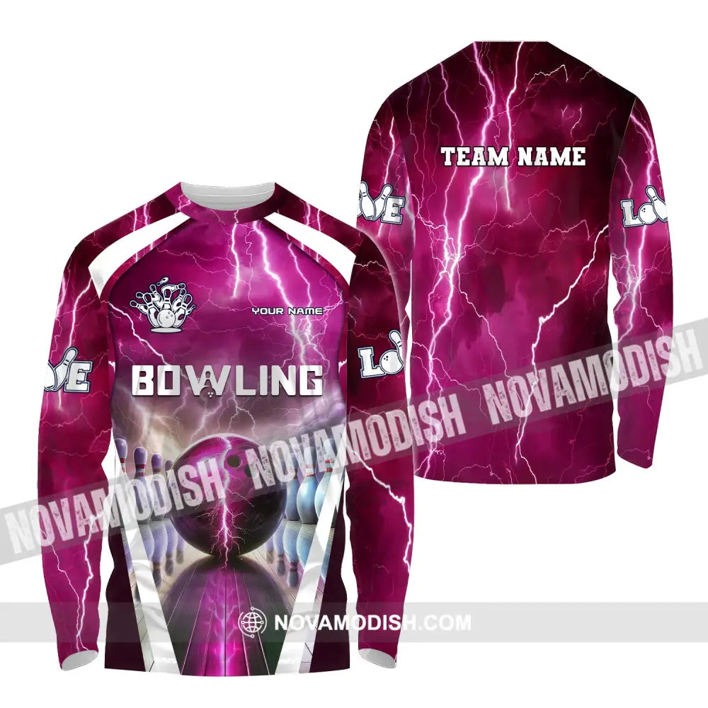 Unisex Shirt Custom Name And Team Bowling Zip Polo For Player T-Shirt Long Sleeve / S T-Shirt