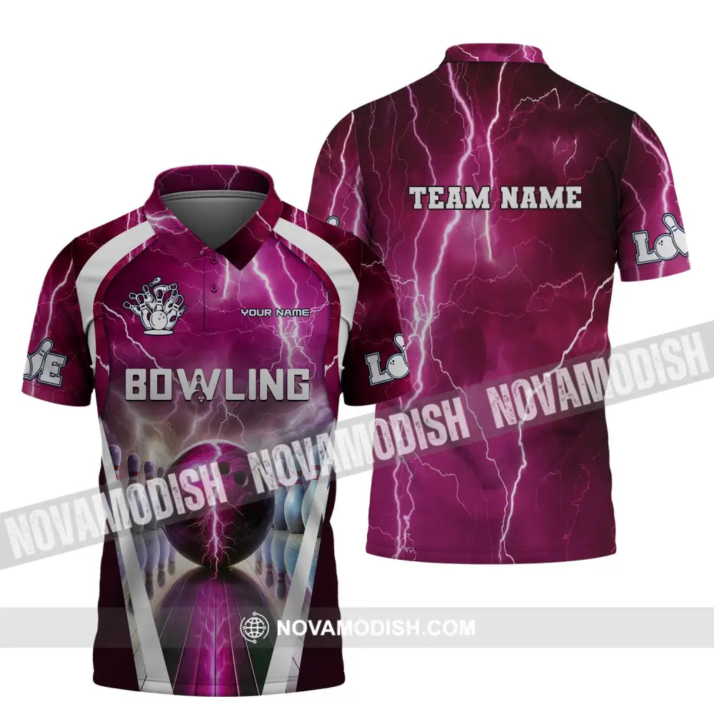 Unisex Shirt Custom Name And Team Bowling Zip Polo For Player T-Shirt / S T-Shirt