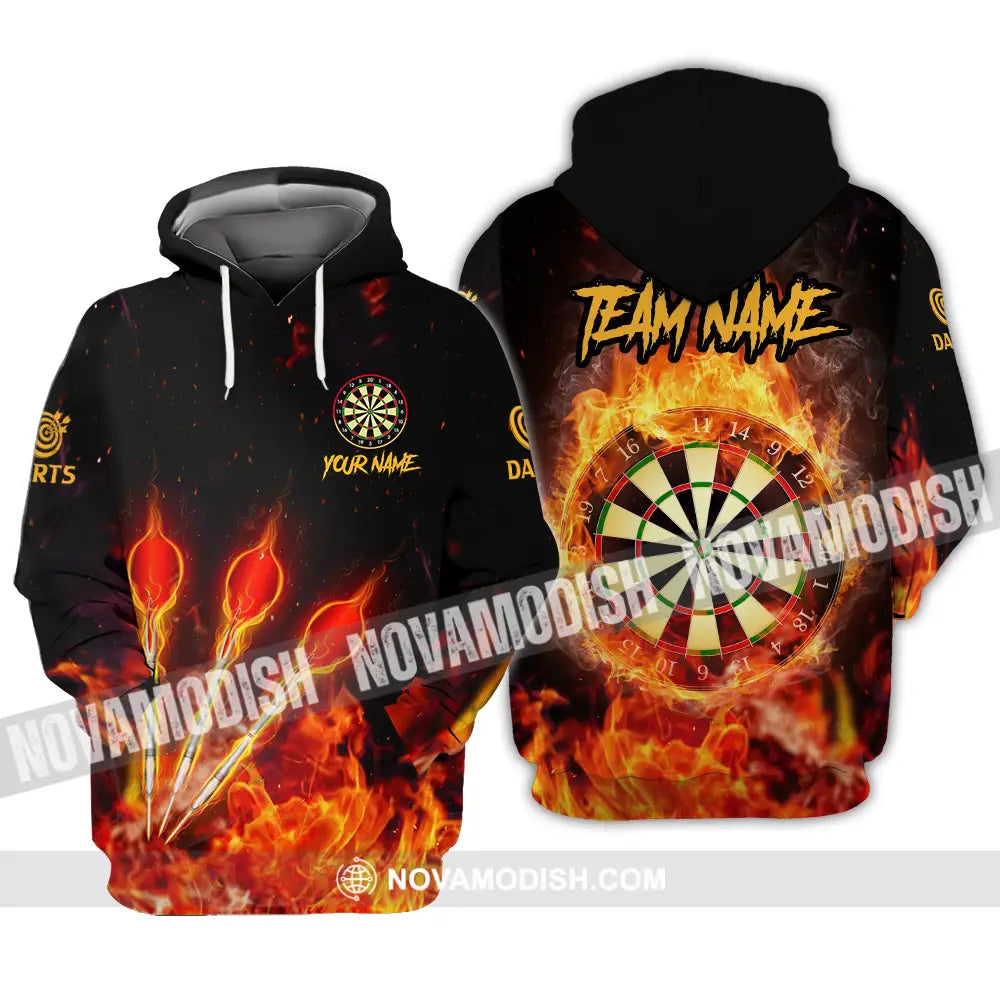 Unisex Shirt - Custom Name And Team Name Burning Darts Shirt Hoodie / S T-shirt
