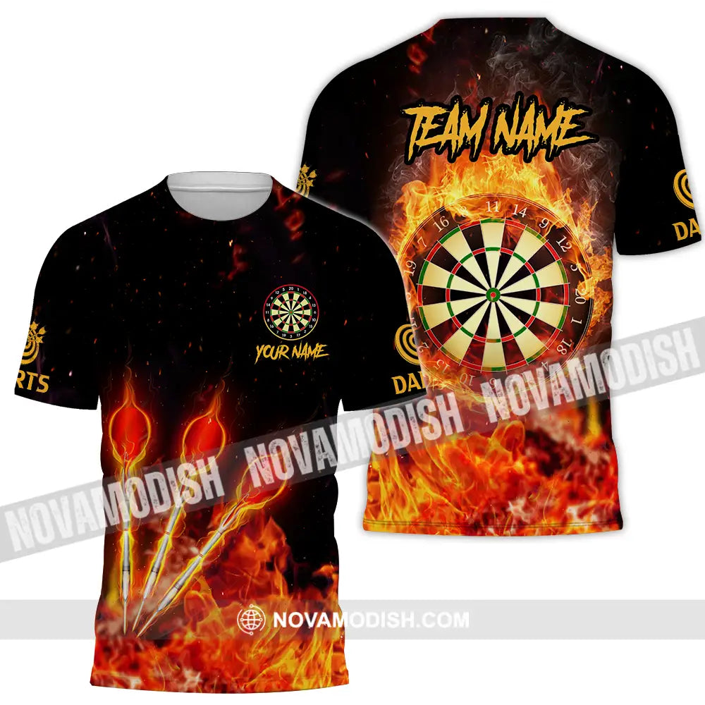 Unisex Shirt - Custom Name And Team Name Burning Darts Shirt T-Shirt / S T-shirt