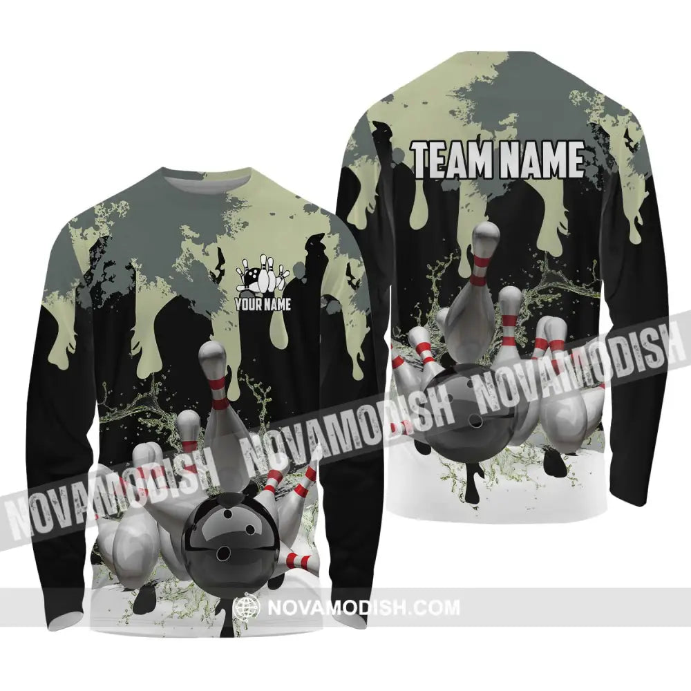 Unisex Shirt - Custom Name And Team Name Camouflage Color Shirt For Bowling Lover Long Sleeve Shirt / S T-shirt