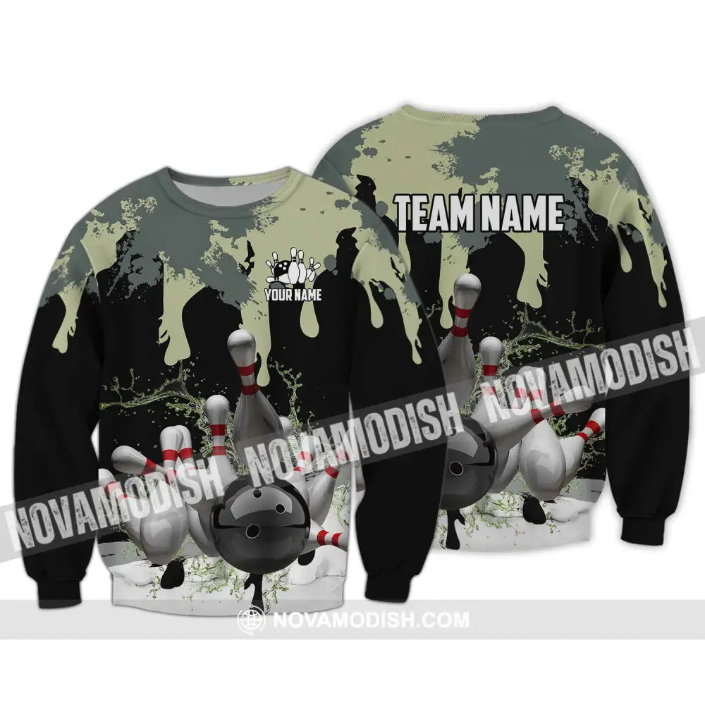 Unisex Shirt - Custom Name And Team Name Camouflage Color Shirt For Bowling Lover Long Sleeve / S T-shirt