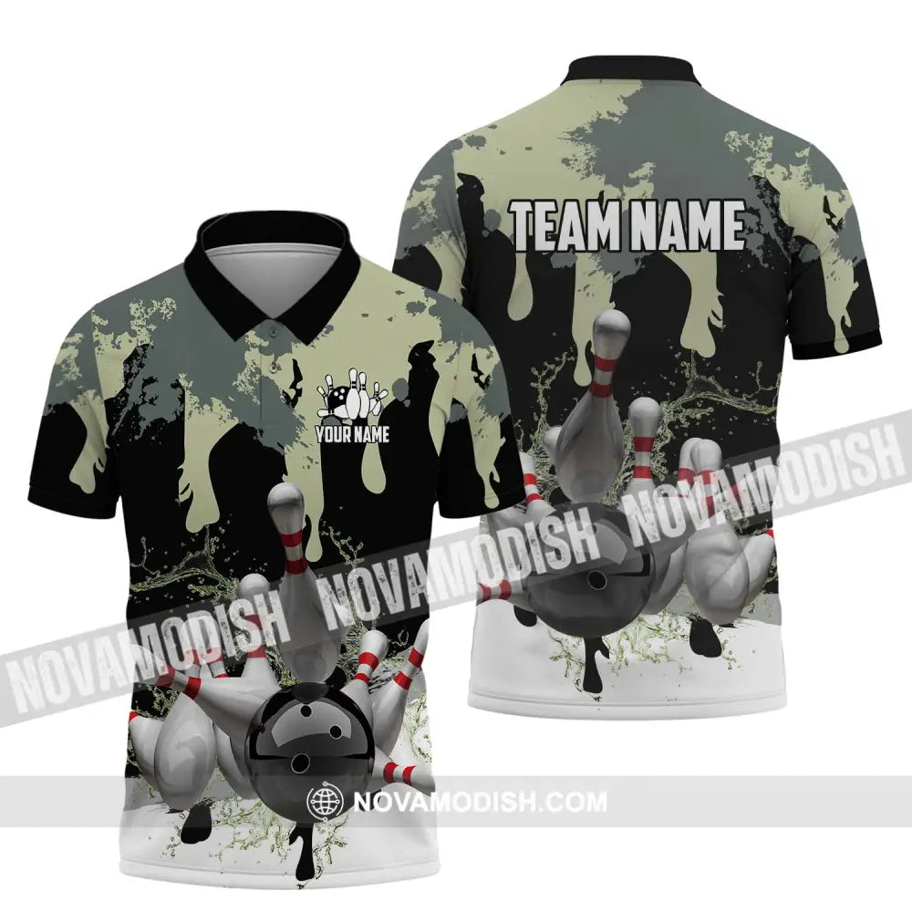 Unisex Shirt - Custom Name And Team Name Camouflage Color Shirt For Bowling Lover Polo Shirt / S T-shirt
