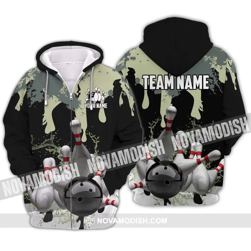 Unisex Shirt - Custom Name And Team Name Camouflage Color Shirt For Bowling Lover Zipper Hoodie / S T-shirt