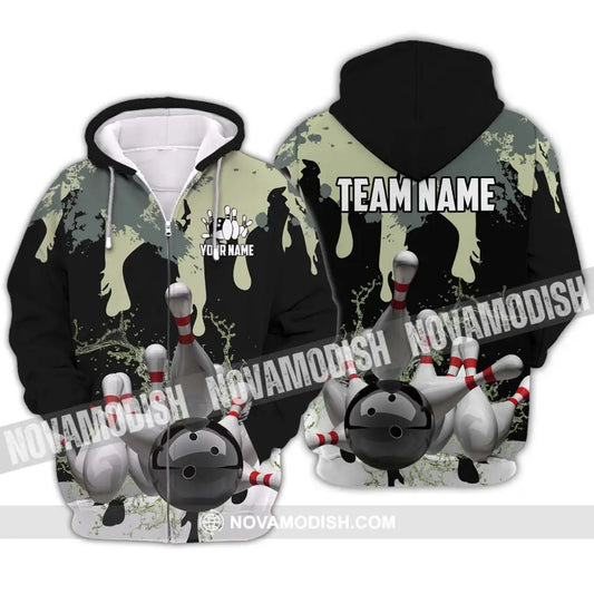 Unisex Shirt - Custom Name And Team Name Camouflage Color Shirt For Bowling Lover Zipper Hoodie / S T-shirt