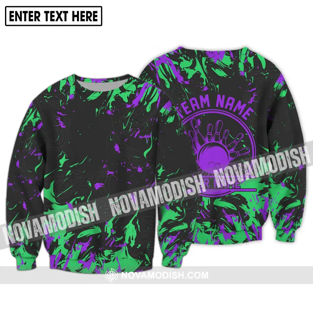 Unisex Shirt - Custom Name And Team Name Shirt Color Arrays Bowling Shirt Long Sleeve / S T-shirt
