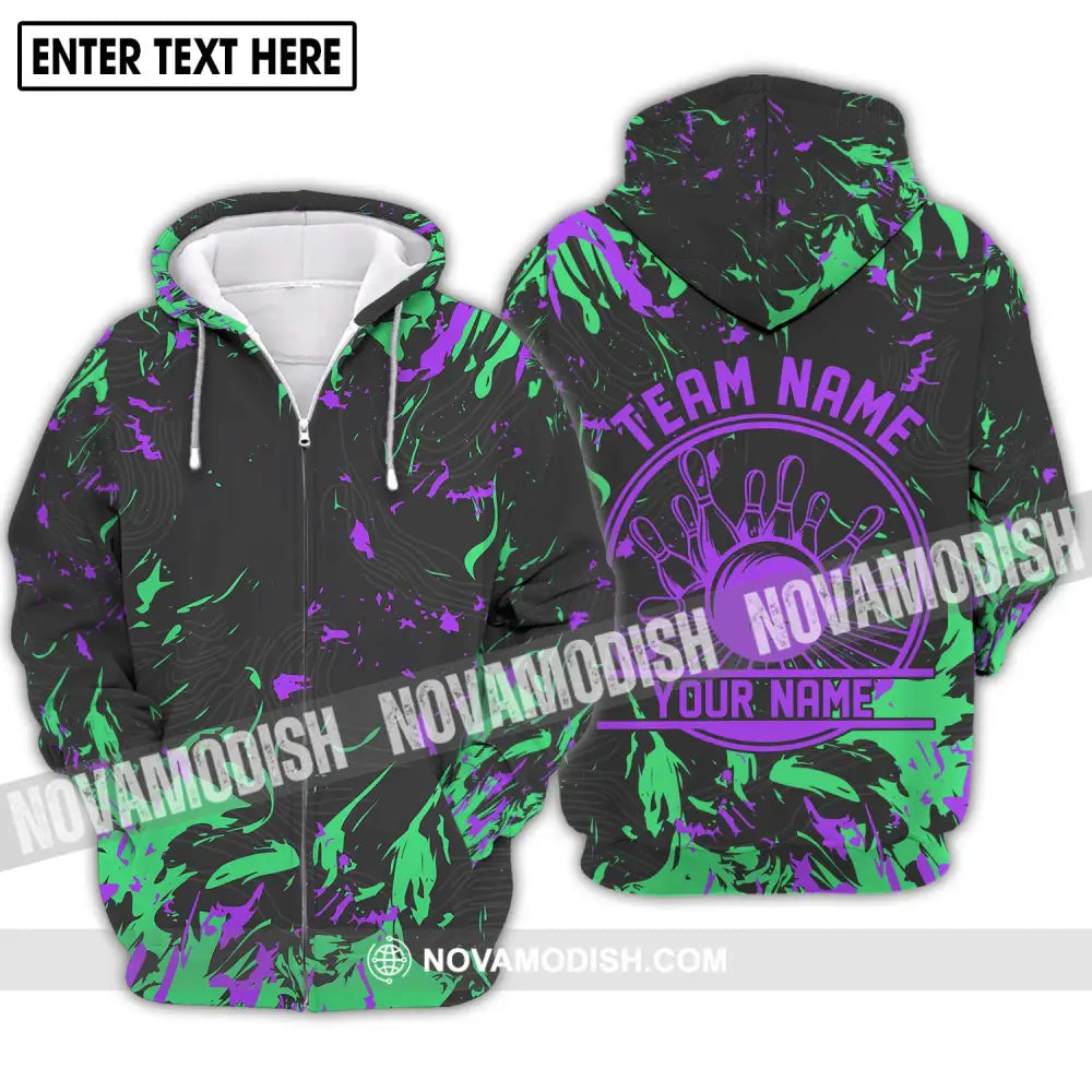 Unisex Shirt - Custom Name And Team Name Shirt Color Arrays Bowling Shirt Zipper Hoodie / S T-shirt