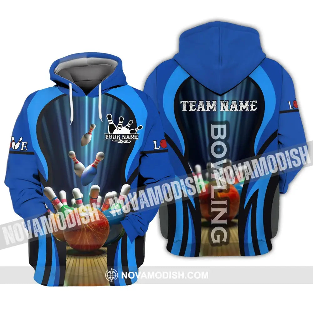 Unisex Shirt - Custom Name And Team Name Color Bowling Ball Shirt Hoodie / S T-shirt