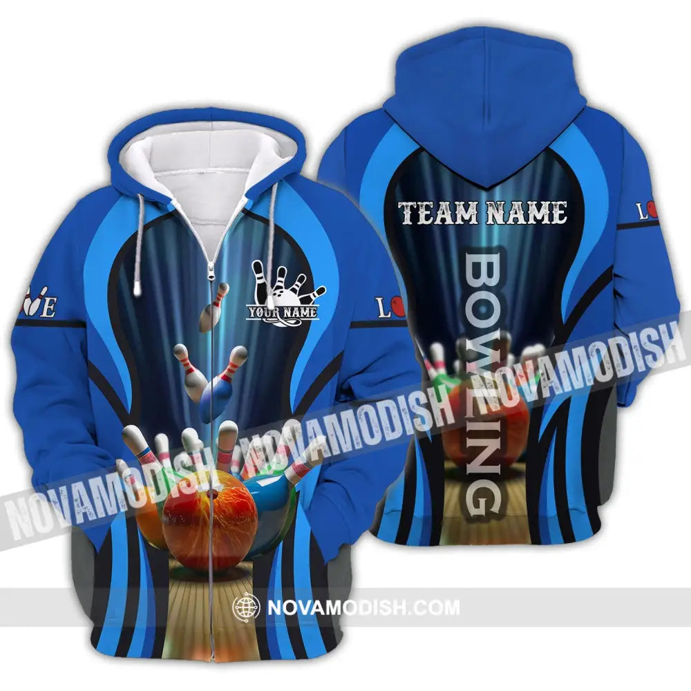 Unisex Shirt - Custom Name And Team Name Color Bowling Ball Shirt Zipper Hoodie / S T-shirt