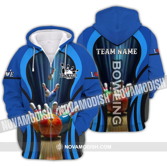 Unisex Shirt - Custom Name And Team Name Color Bowling Ball Shirt Zipper Hoodie / S T-shirt