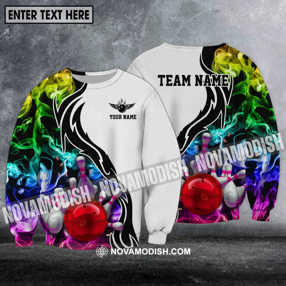 Unisex Shirt - Custom Name And Team Name Shirt Colorful Bowling Lover Shirt Long Sleeve / S T-shirt