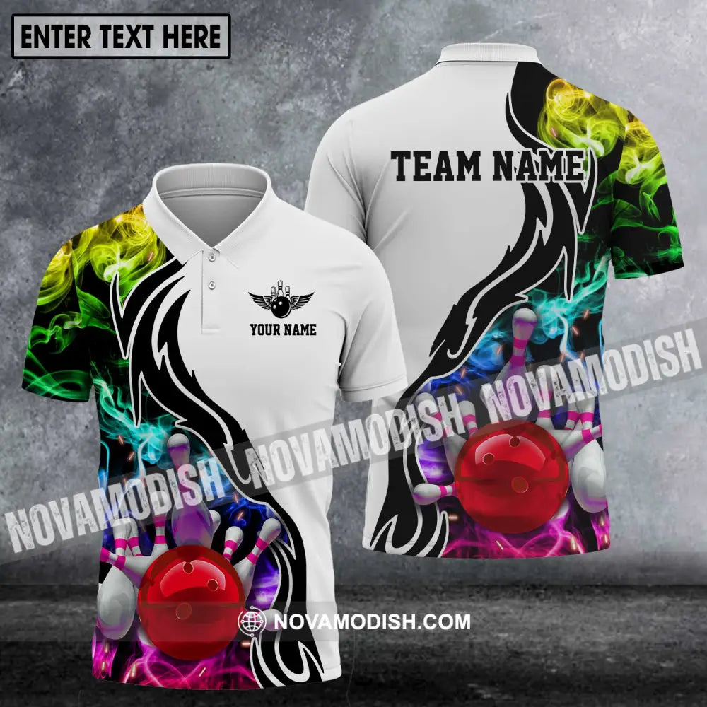 Unisex Shirt - Custom Name And Team Name Shirt Colorful Bowling Lover Shirt Polo Shirt / S T-shirt