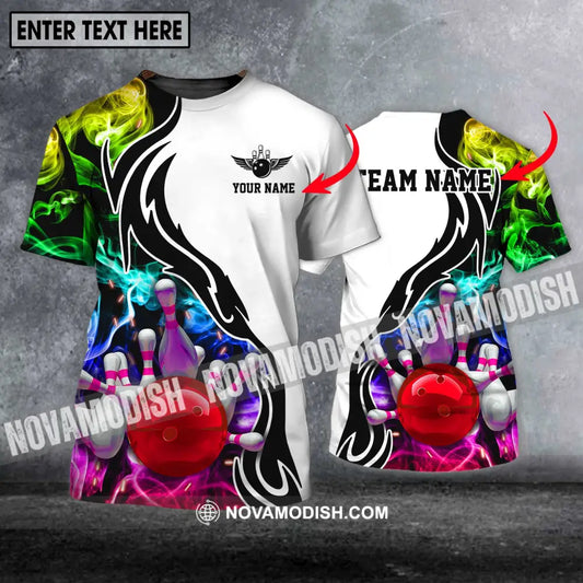 Unisex Shirt - Custom Name And Team Name Shirt Colorful Bowling Lover Shirt T-shirt