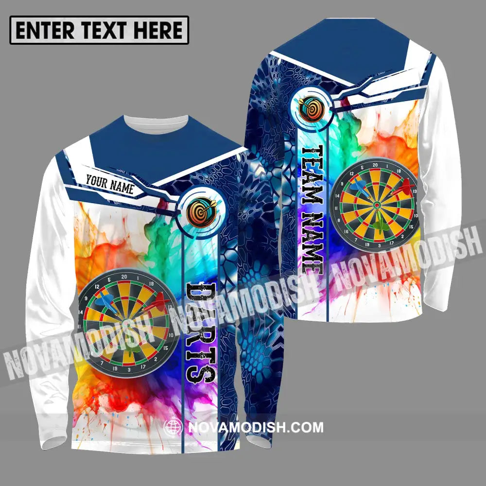 Unisex Shirt - Custom Name And Team Name Shirt Colorful Darts Long Sleeve Shirt / S T-shirt