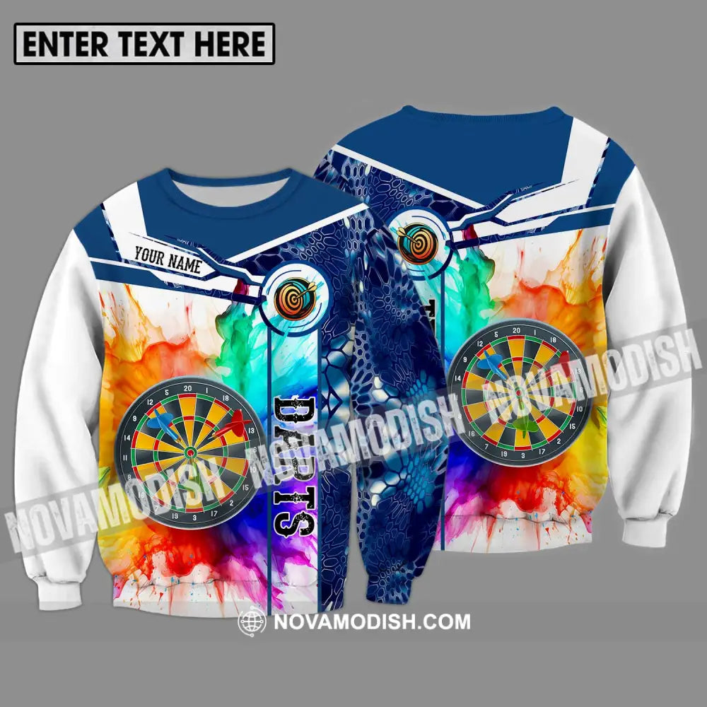 Unisex Shirt - Custom Name And Team Name Shirt Colorful Darts Long Sleeve / S T-shirt