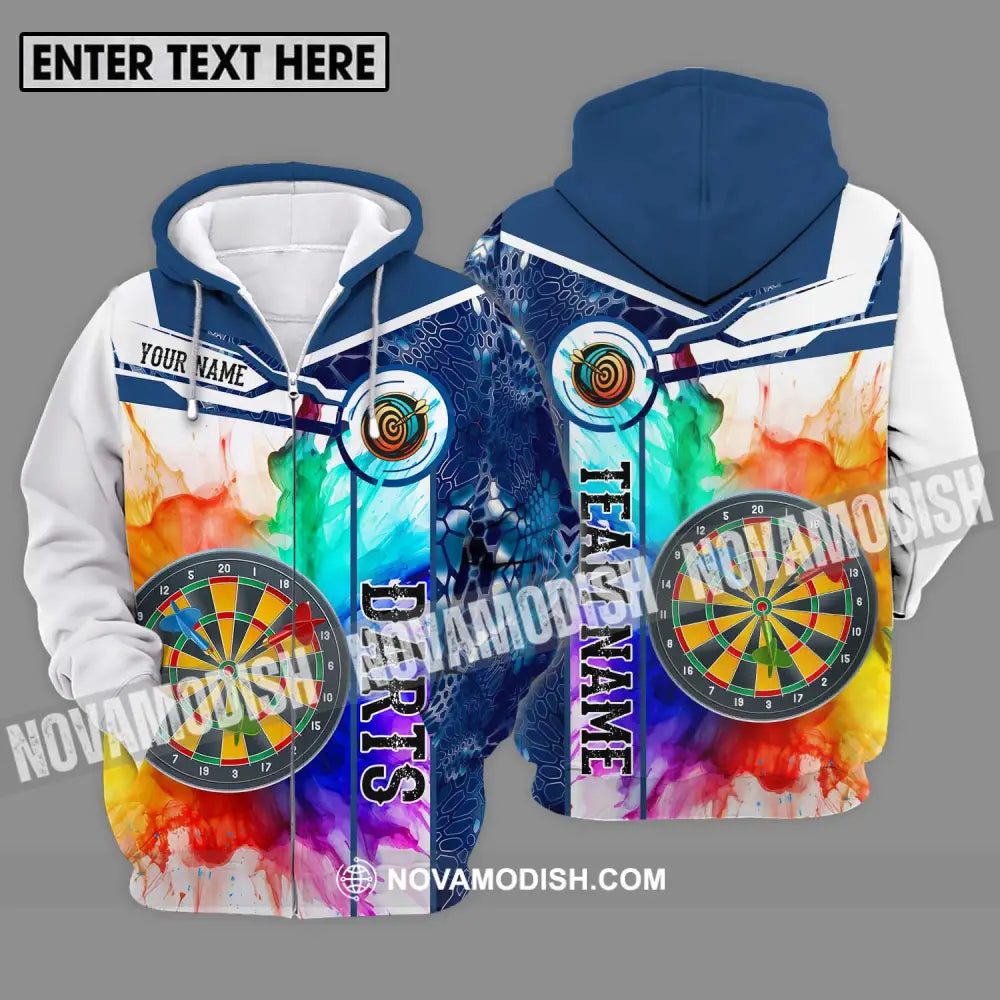 Unisex Shirt - Custom Name And Team Name Shirt Colorful Darts Zipper Hoodie / S T-shirt