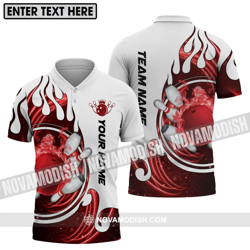 Unisex Shirt - Custom Name And Team Name Shirt Crown Red Bowling Ball Shirt Polo Shirt / S T-shirt