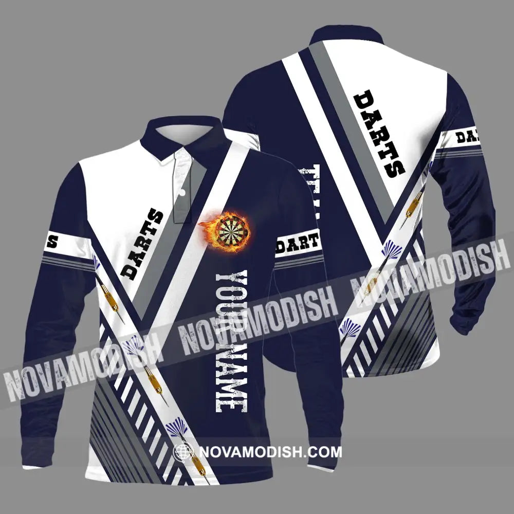 Unisex Shirt - Custom Name And Team Name Shirt Darts And Arrows Long Sleeve Polo / S T-shirt