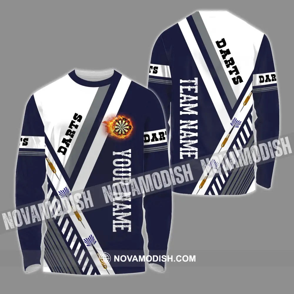 Unisex Shirt - Custom Name And Team Name Shirt Darts And Arrows Long Sleeve Shirt / S T-shirt