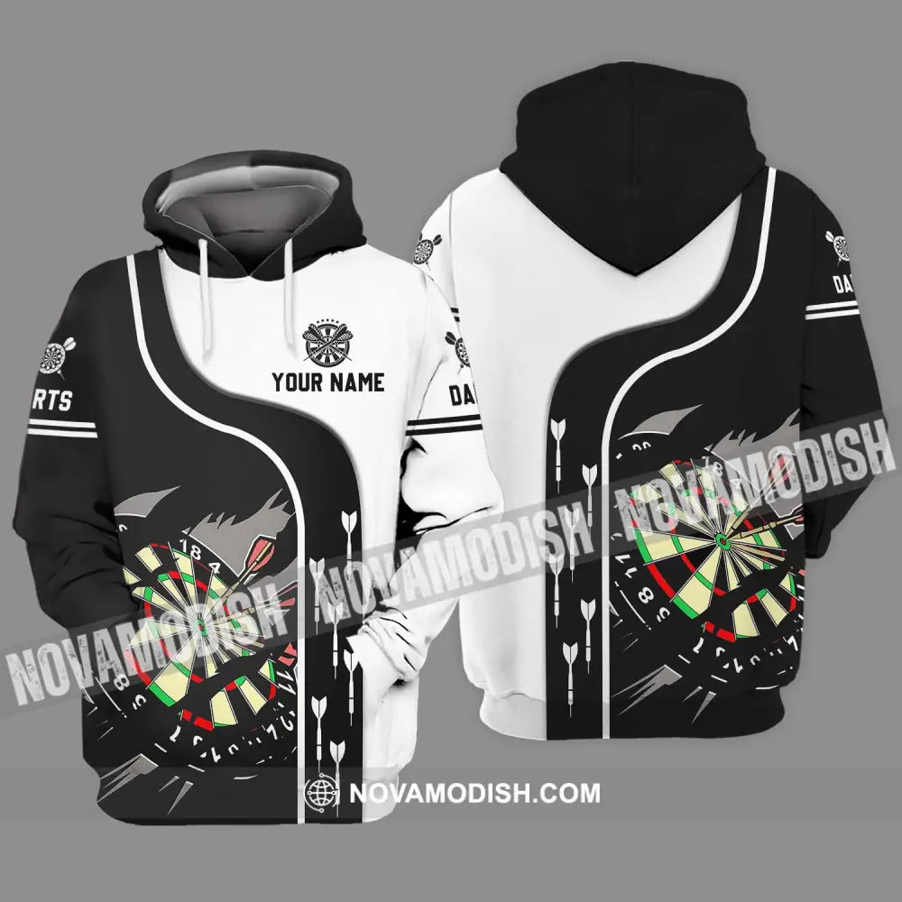 Unisex Shirt - Custom Name And Team Name Darts Shirt Black And White Hoodie / S T-shirt