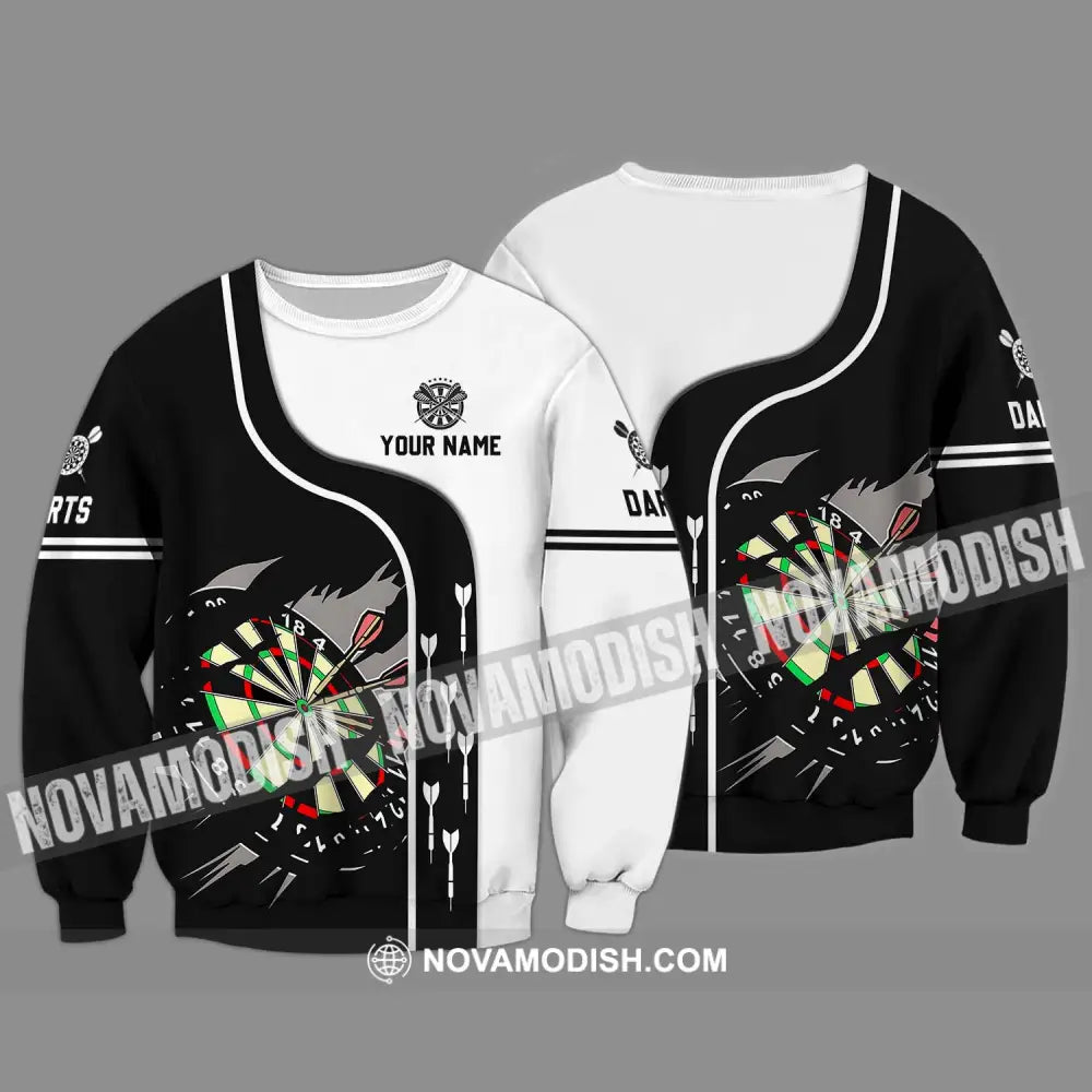 Unisex Shirt - Custom Name And Team Name Darts Shirt Black And White Long Sleeve / S T-shirt
