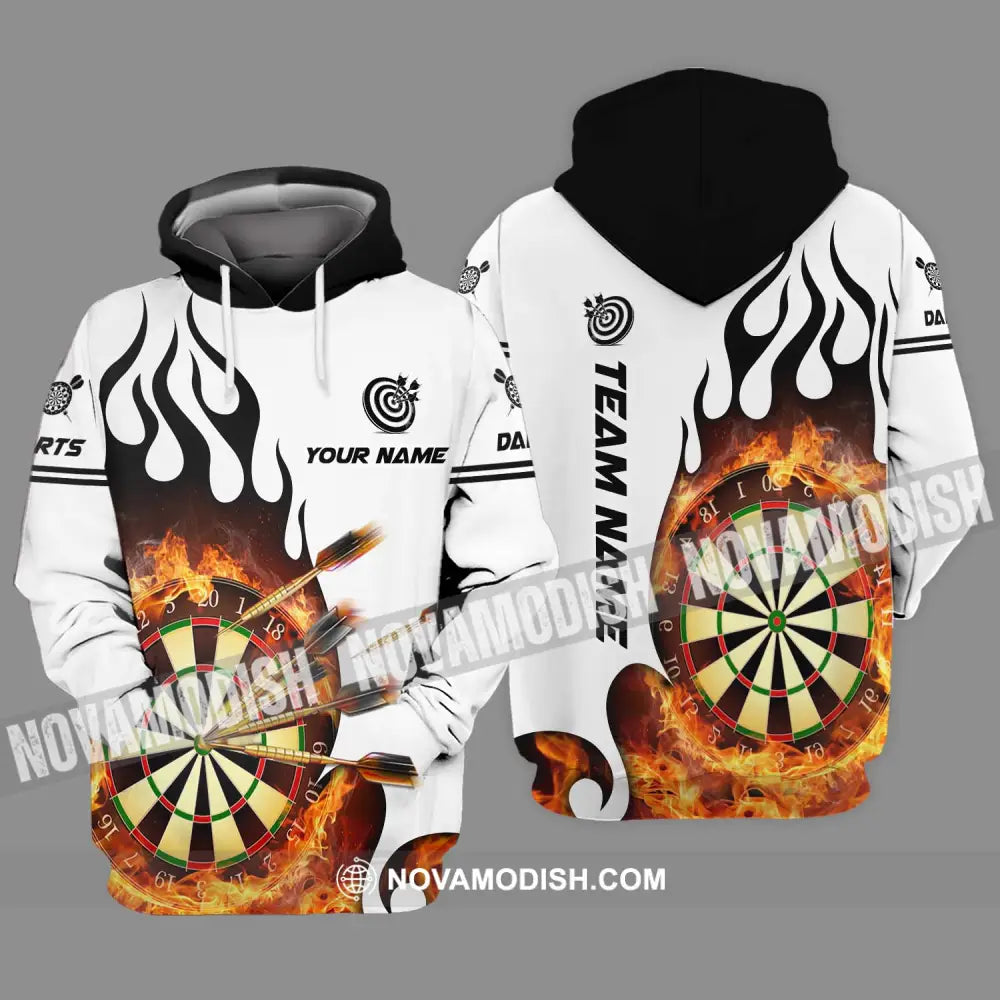 Unisex Shirt - Custom Name And Team Name Darts Shirt Fire Dartboard Hoodie / S T-shirt