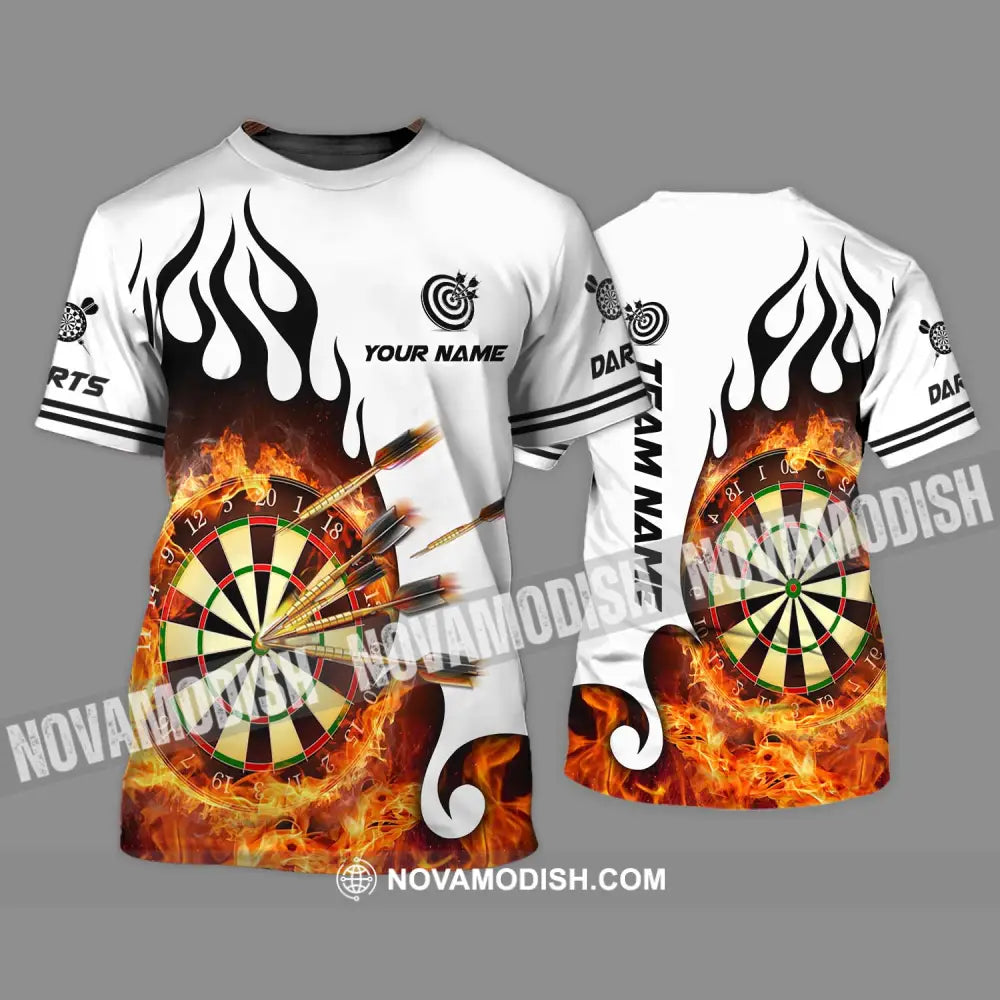 Unisex Shirt - Custom Name And Team Name Darts Shirt Fire Dartboard T-Shirt / S T-shirt