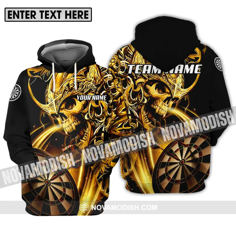 Unisex Shirt - Custom Name And Team Name Darts Shirt Gold Darts Hoodie / S T-shirt