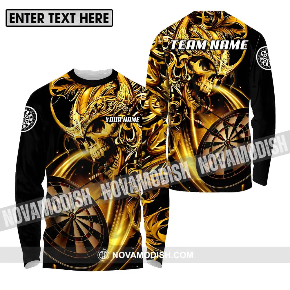 Unisex Shirt - Custom Name And Team Name Darts Shirt Gold Darts Long Sleeve Shirt / S T-shirt